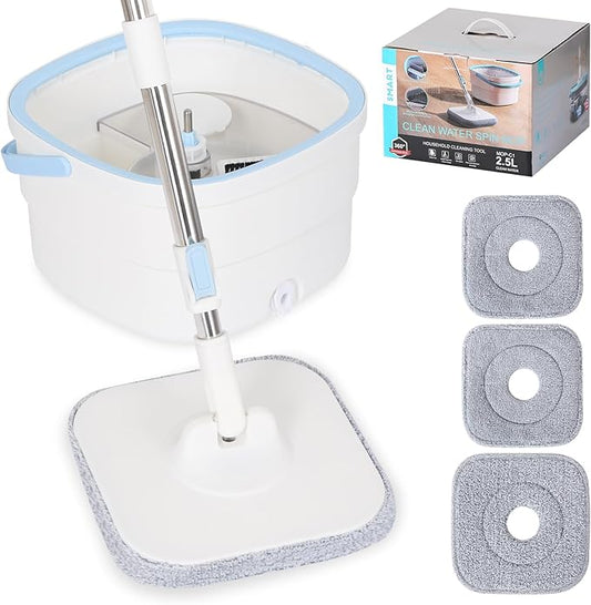 Spin Mop and Bucket with Separate Dirty and Clean Water for Floor Cleaning Spinning Mop