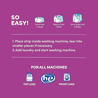 Tru Earth Compact Dry Laundry Detergent - Up to 64 Loads (32 Sheets) - Paraben-Free - Original Eco-Strip Liquidless Detergent, Travel Sheets - Lilac Breeze | Packaging May Vary