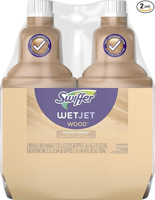 Swiffer Wetjet Wood Floor Cleaner Solution Refill, 42.2 Oz - 2 Pack