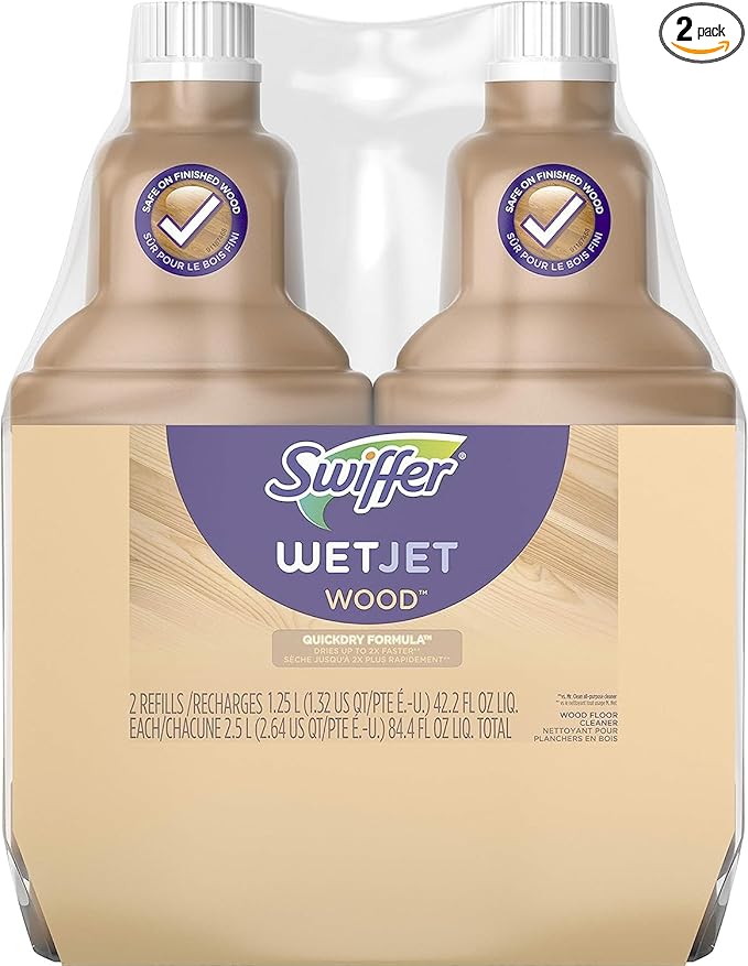 Swiffer Wetjet Wood Floor Cleaner Solution Refill, 42.2 Oz - 2 Pack