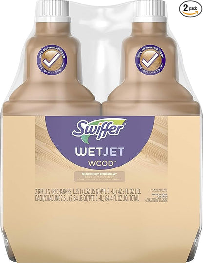Swiffer Wetjet Wood Floor Cleaner Solution Refill, 42.2 Oz - 2 Pack