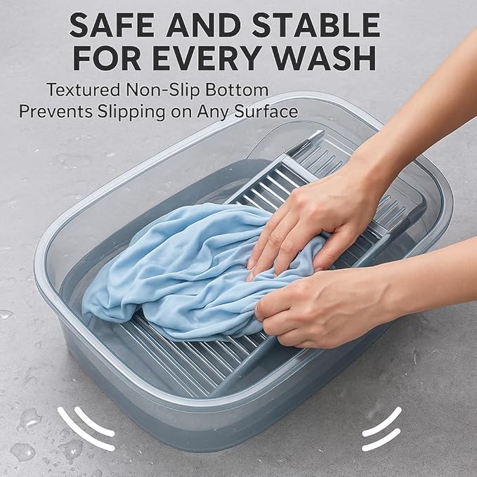 16 Inches outdoor sink lavadero para lavar ropa a mano Large PET washboard for hand washing clothes Laundry Laundry Washboard Can Wash Lace Fragile Clothes Trousers Towels Socks (Transparent Gray)