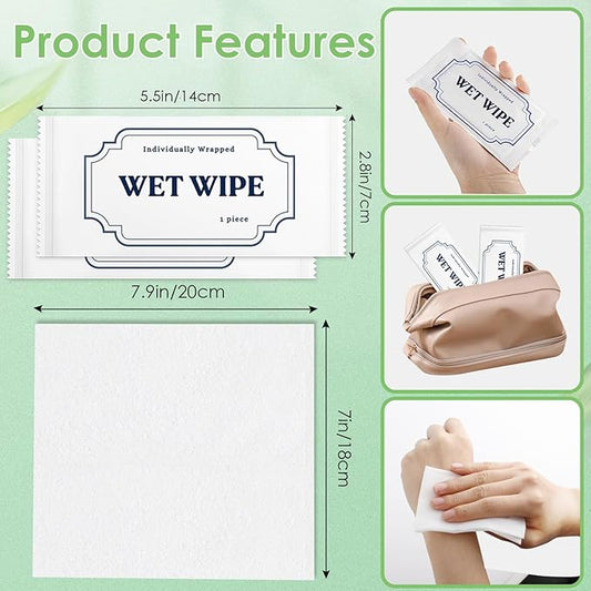 300 Pack Wet Wipes Individually Wrapped,Aloe Vera Hand Wipes,Wet Wipe Bulk Individual Hand Wipe,Travel Size Wipes Quick Hand Cleaning for Travel Wedding Restaurant Barbecue(White)