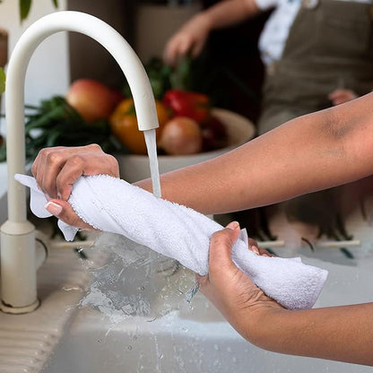100% Cotton Dish Cloths (Pack of 6) - Dish Rags for Washing Dishes - Reusable & Highly Absorbent Kitchen Towels - Multipurpose Kitchen Rags - (12" x 16" - White)