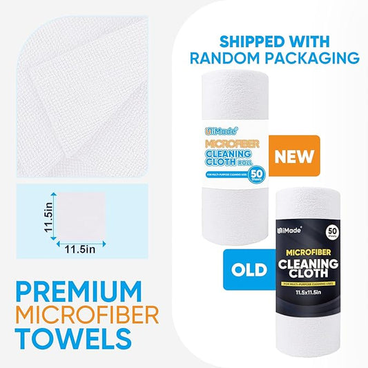 Microfiber Cleaning Cloth, 300 Sheets Shop Towels Commercial Grade Washcloths Lint-Free Work Rags Bulk Towels for Cars Mechanic Restaurant Garage Housekeeping, 11.5"x 11.5", White