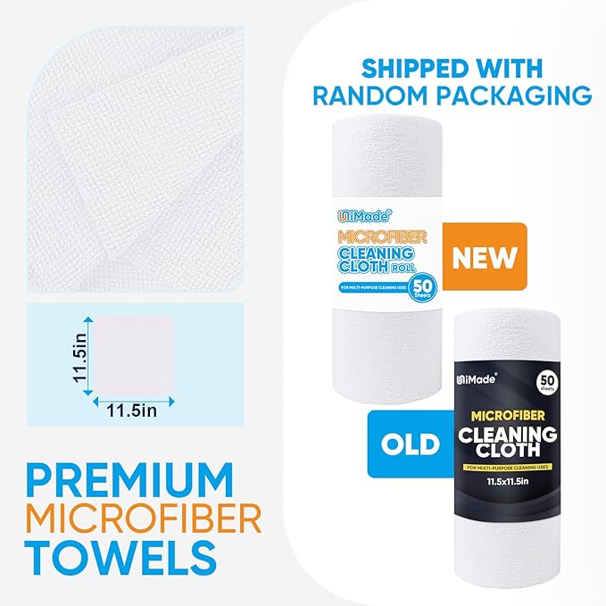 Microfiber Cleaning Cloth, 300 Sheets Shop Towels Commercial Grade Washcloths Lint-Free Work Rags Bulk Towels for Cars Mechanic Restaurant Garage Housekeeping, 11.5"x 11.5", White
