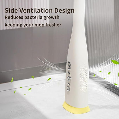 Self Wringing Sponge Flat Large Mops Dusting Soft, Hands Free Collapsible Wet Reusable Cleaner Head Replacement with Long Metal Handle for Bathroom Tile, Hard Wood Floor, Wall Cleaning, White