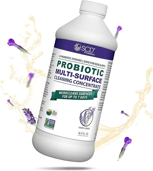 Biobased Probiotic Cleaning Concentrate with Lavender Essential Oil, Microcleans Surfaces for Up to 7 Days, Plant-Based Multi-Surface Spray Cleaner - 17 Fl Oz
