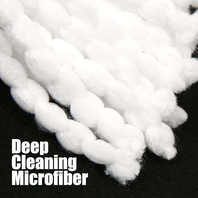 Mop Head Replacement for O Ceda: Stubborn Dirt and Grout Line Scrub Brush Attachment and Spin Mop Refill Set Compatible with Oceda - 6 Microfiber Replace Heads 1 Floor Scrubber Bristle Head for O'ceda
