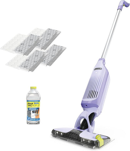 Shark VACMOP Pro Cordless Hard Floor Cleaner, Vacuum and Spray Mop, Powerful Suction, Lightweight, LED Headlights, Includes 4 Disposable Pads, 12oz Multi-surface Cleaning Solution, Lavender, VM252PL