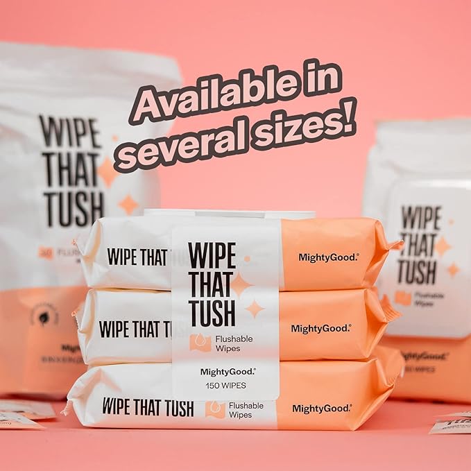 Wipe That Tush On-The-Go Flushable Wet Wipes - 1 Pack, 30 Wipes - Individually Wrapped Extra-Large Wipes with Aloe - Hypoallergenic & Unscented - Septic and Sewer Safe