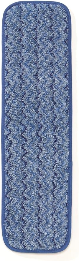 Rubbermaid Commercial Products HYGEN Microfiber Room Mop Pad, 18-Inch, Blue, Single-Sided, Damp Mop Head for Heavy-Duty Cleaning on Hardwood/Tile/Laminated Floors in Kitchen/Lobby/Office, Pack of 12