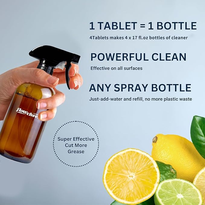 All Purpose Cleaner Concentrate Refills, Multi Surface Clean Refill,No Toxic Cleaning Tablets(12Pack)-Makes 204 fl oz(12x17Fl oz)Bottles of Spray Cleaner for Household&Kitchen Cleaning-Lemon