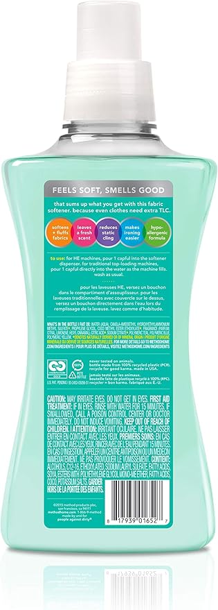Method Fabric Softener; Beach Sage; 53.5 Ounces; 45 Loads; 1 pack; Packaging May Vary