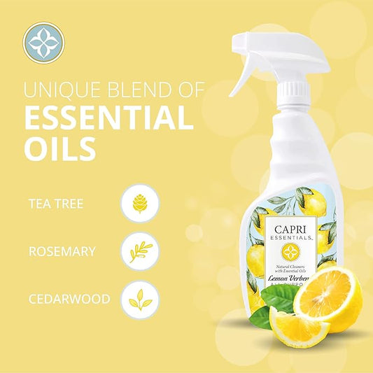 Lemon Verbena All Purpose Cleaner Spray – Essential Oils Surface & Glass Cleaner – Lemon Scented Household Cleaning Supplies – Natural Cleaning Products (23 oz)