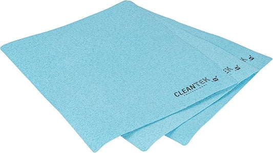 Clean Tek Professional 13 x 15 Inch Cleaning Cloths, 5 Reusable Cloth Towels - Machine Washable, Absorbent, Blue PVA Microfiber Cleaning Rags, Fast Drying, For Windows Or Cars - Restaurantware