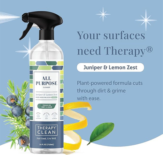 Therapy Clean Tub & Tile + All Purpose Cleaner Bundle – 24 oz Bathroom Cleaner + 24 oz Juniper & Lemon Zest