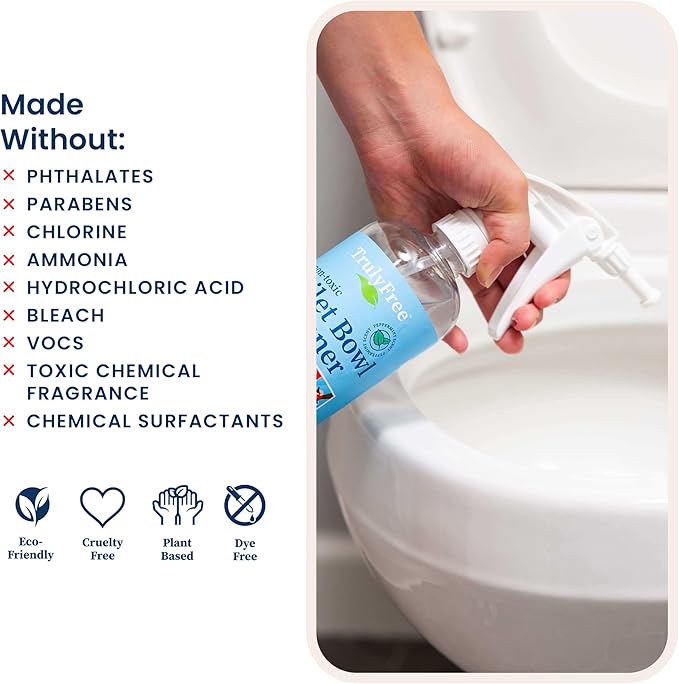 Toilet Bowl Cleaner - Heavy-Duty Stain Remover - Septic Safe, Plant-Based Formula - Fresh Peppermint Scent - 1 Refill (3oz) with Empty Refillable Bottle
