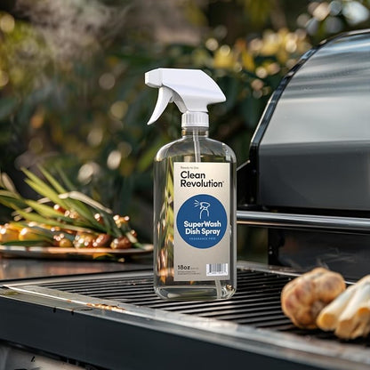 Clean Revolution Dish Spray, Powerful Formula Cuts Through Grease, Compatible with Dawn Powerwash Sprayers and Foamers, Fragrance Free, 18 Fl Oz