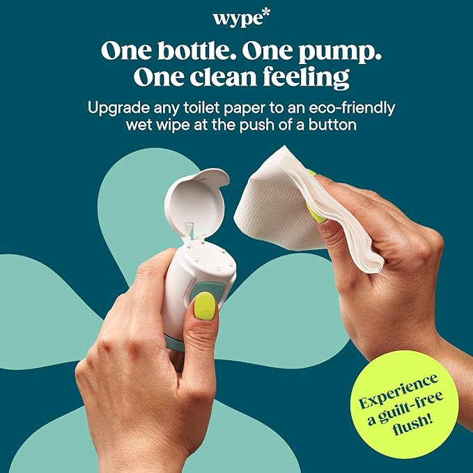 Wype | Starter Kit & Mini Bundle | Toilet Paper Gel | Flushable Wet Wipes Alternative | Vacation Essentials | 1 x Applicator, 1 x Refill (3.4 fl oz) + 1 x Mini (1 fl oz)
