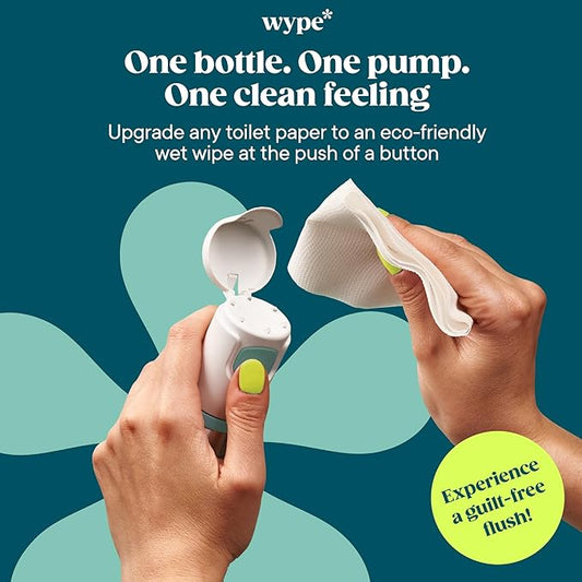 Wype | Starter Kit & Mini Bundle | Toilet Paper Gel | Flushable Wet Wipes Alternative | Vacation Essentials | 1 x Applicator, 1 x Refill (3.4 fl oz) + 1 x Mini (1 fl oz)
