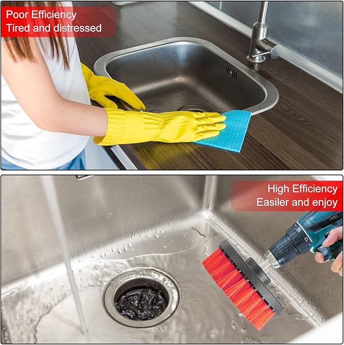6 Pcs Drill Brush Attachment Power Scrubber Cleaning Kit Multi Purpose Drill Brush Set Drill Scrubber Brush Kit Cleaning Brushes for Drill Bathroom Surfaces Tub Grout Shower Kitchen (Multi Colors)