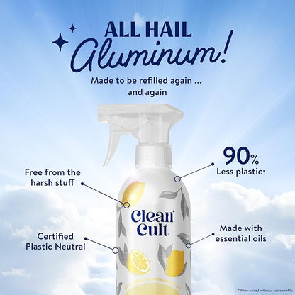 Cleancult - Lemon Verbena - All Purpose Cleaner - Refillable Aluminum Bottle - Cleaner Spray that Removes Dirty & Grime - 16 oz - 3 Pack