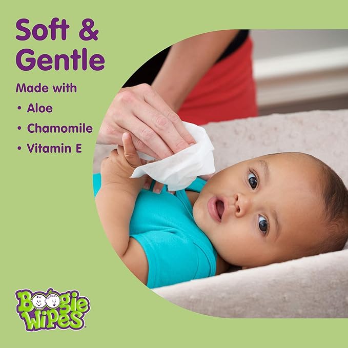 Boogie Wipes, Saline Wipes for Baby & Kids, Nose Booger Wipes for Allergy Relief, Face, Hand & Body, Made with Vitamin E, Aloe and Natural Saline, Fresh Scent, 45 Count (Pack of 2)