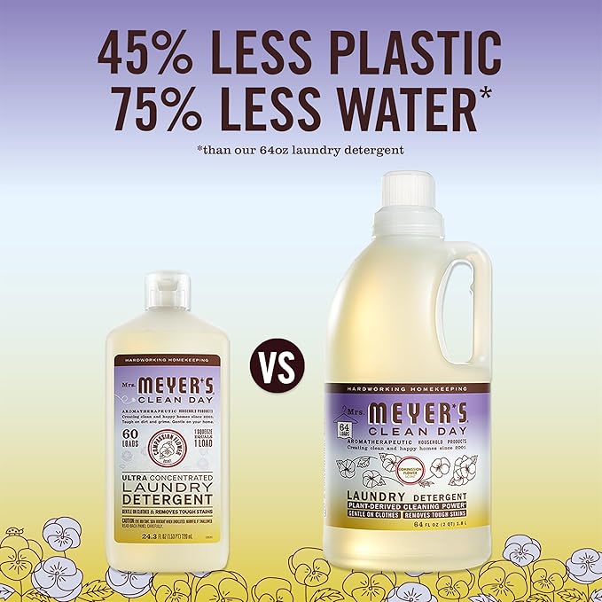 MRS. MEYER'S CLEAN DAY Ultra Concentrated Laundry Detergent, Compassion Flower Scent, 24.3 fl oz