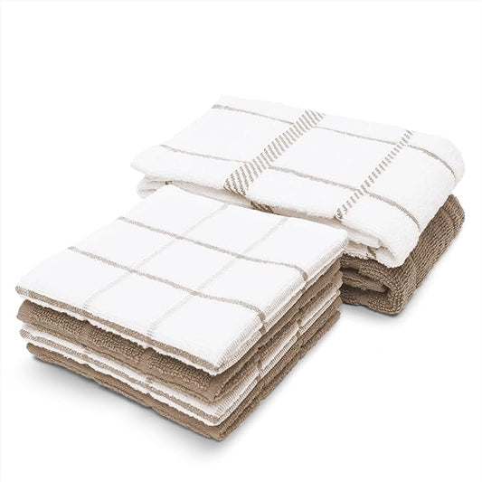 100% Cotton Kitchen Towels and dishcloths Sets, Super Soft & Absorbent, Dish Cloths for Washing Dishes, Dish Towel for Kitchen, 2 TAN Dish Towels and 4 TAN Dish Cloths