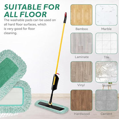 18 inch Microfiber Mop Replacement for Rubbermaid: Reusable Wet&Dry Commercial Microfiber Dust Mop Refills Fit for Any Flat mop System 18"(3 Pack)