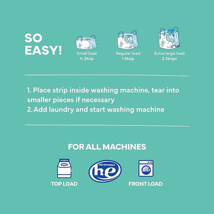 Tru Earth Hypoallergenic, Eco-friendly & Biodegradable Plastic-Free Laundry Detergent Sheets/Eco-Strips for Sensitive Skin, 32 Count (Up to 64 Loads), Fragrance-Free