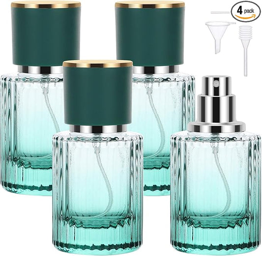 Segbeauty 30ml Empty Vintage Glass Perfume Bottles, 1oz Cologne Spray Bottle, 4 Packs Refillable Atomizer for Essential Oil