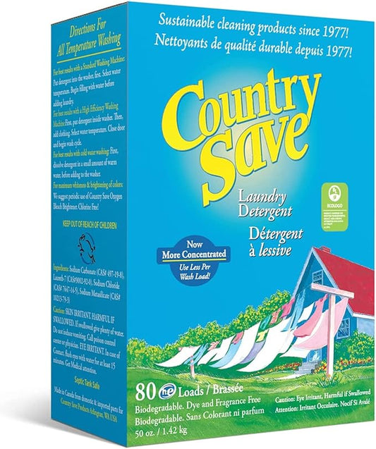 Country Save Laundry Detergent Powder Natural - HE Natural Powdered Laundry Detergent Clear & Free of Chemicals - Sensitive Washing Eco HE Laundry Detergent Safe for Babies (5 Pound (Pack of 1))