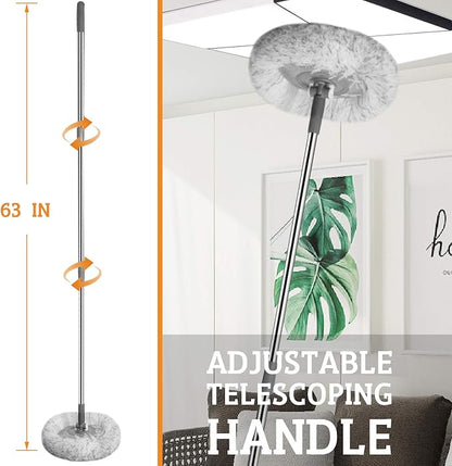 Dust Mop, Wall Cleaner Mop, with Hight Adjustable Handle and 1 Washable Mops Pad, Wet & Dry Floor Cleaning Mop for Hardwood, Tiles, Laminate, Vinyl (Grey mop with 3 pads)