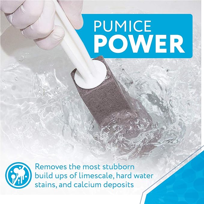 Impresa [4 Pack] Extra Long Handled Pumice Stone Toilet Bowl Cleaner - Limescale Remover - Pumice Toilet Brush - Also Cleans BBQ Grills, Tiles, Tile Grout, & Swimming Pools