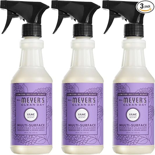 MRS. MEYER'S CLEAN DAY Multi-Surface Everyday Cleaner, Lilac Scent, 16 Ounce Bottle (Pack of 3)
