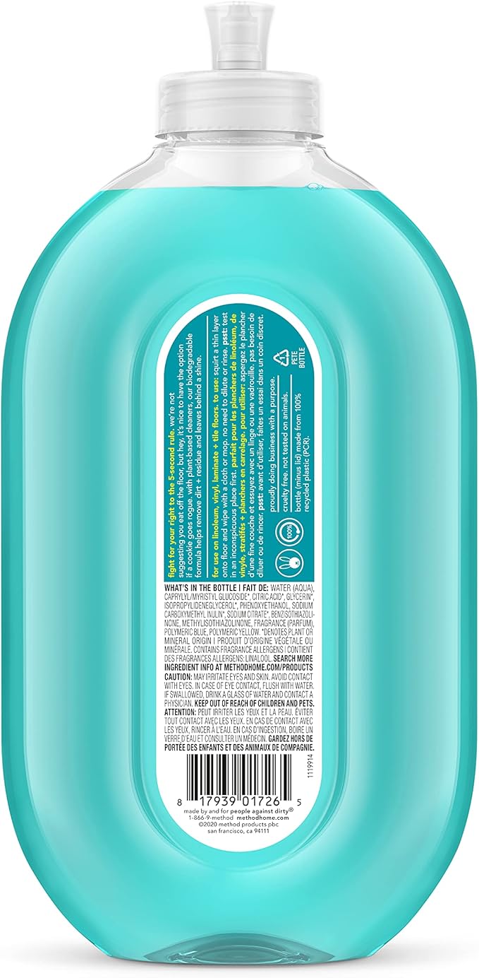 Method Hardwood Floor Cleaner Squirt + Mop Bottle, Spearmint Sage, For Sealed Hardwood and Laminate Floors, 25 Fl Oz (Pack of 6)