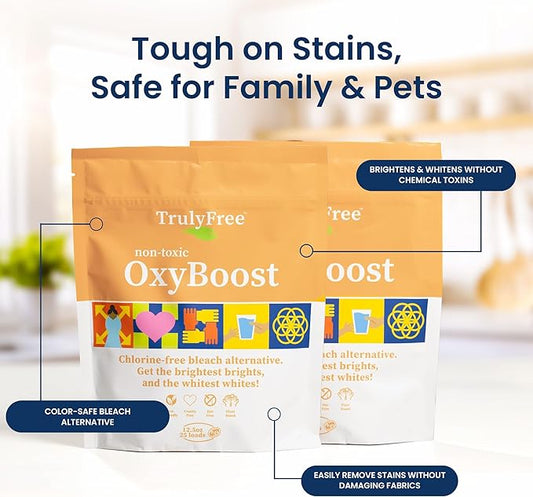 OxyBoost - Oxygen Stain Remover Powder for Laundry | Color Safe Stain Remover for Clothes | Chlorine-Free Whitener for Whites & Colors | Oxy Cleaner with Sodium Percarbonate (12.5oz)