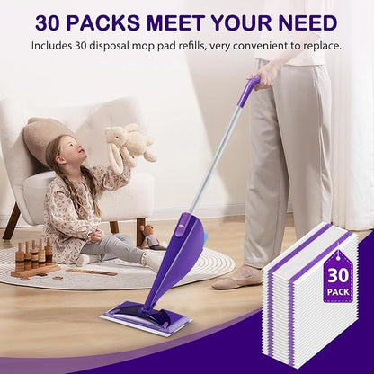 30 Count Spray Mop Pad Refill for Swiffer WetJet Hardwood and Floor Spray Mop, Disposable All Purpose Multi Surface for Floor Cleaning, Thickness Microfiber Clean Pads Replacement
