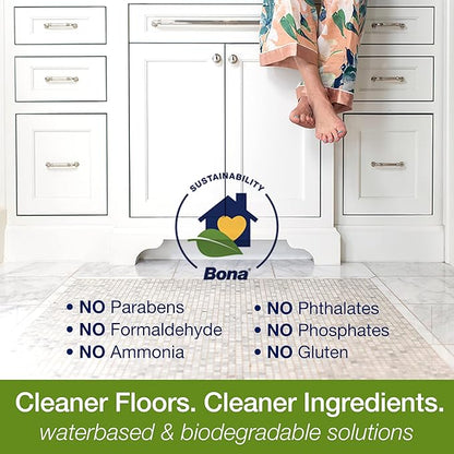 Bona Multi-Surface Cleaning Machine Formulation, Multi-Surface Floor Cleaner Concentrate Refill, for Stone Tile Laminate and Vinyl LVT/LVP, Lemon Mint Scent, 64 Fl Oz