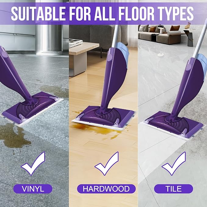 Mopping Pad Refill for Wet Jet Mop, Disposable Multi Surface Wetjet Hardwood Floor Cleaner Spray Mop Pads Refills, Thickness & Absorbent (60)