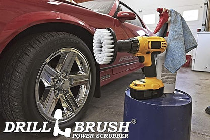 Drillbrush 5" Round Soft Bristle Scrub Brush Power Drill Attachment - Car Carpet Cleaning - Interior Detailing Tool - Tire Cleaner Drill Attachment - Automotive Seat Cleaning Brush - Wheel Polishing