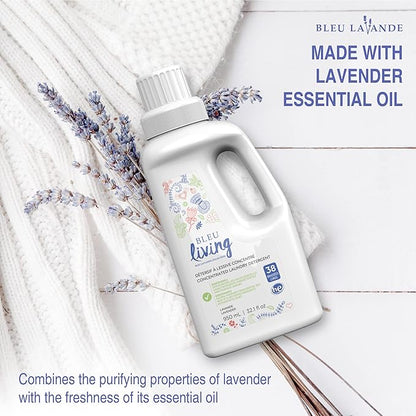 Bleu Lavande - Natural Fabric Softener & Liquid Laundry Detergent - 2x More Concentrated - Pure Lavender Essential Oil - Biodegradable - No artificial fragrances - 6 x 32.1 Fl Oz - 6 Pack