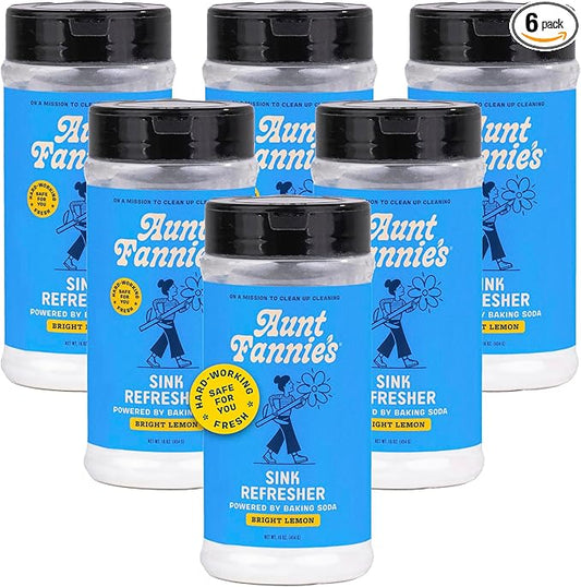Aunt Fannie's Sink Refresher, Bright Lemon Powder Scrub and Odor Minimizer for Sinks, Drains and Garbage Disposals, 16 Ounces (Pack of 6)