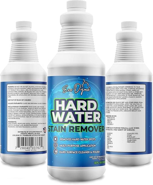 Evo Dyne Hard Water Stain Remover 32oz | Made in USA - Shower Door Cleaner, Clean Tile and Grout, Windows, Fiberglass, Tubs, Chrome (1-Pack)