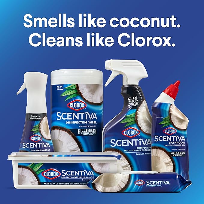 Clorox Scentiva Disinfecting Mist, Coconut and Waterlily, Refill, 16 Fluid Ounces Each, Pack of 3