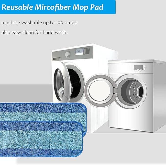 6 Pack Microfiber Mop Pads, 18 Inch Reusable & Washable Cleaning Replacements Pads for Bona Spray Mop, Blue