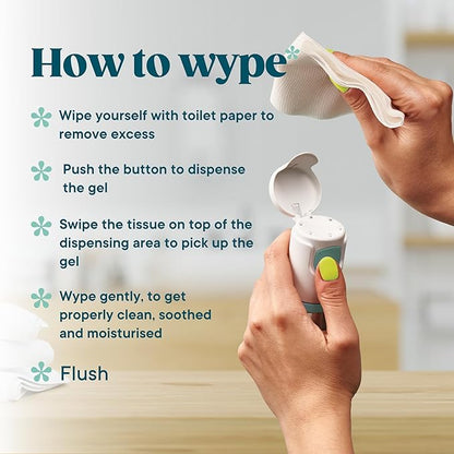 Wype | Starter Kit & Refill Bundle | Toilet Roll Gel | Flushable Wet Wipe Alternative | Holiday Essentials | 1 x Applicator + 2 x Refills (100ml) | 500 Wipes
