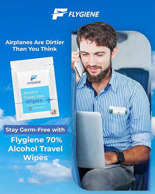 Travel Wet Wipes for Hands & Surfaces – TSA-Approved, Compact & Unscented Sanitizing Wipes Travel Pack – 70% Alcohol Wipes Individually Wrapped, 40 Count (Pack of 1)